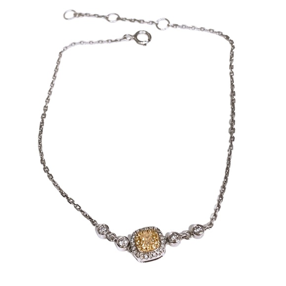 18k White Gold Bracelet/ Yellow Diamond - Picture 6 of 9